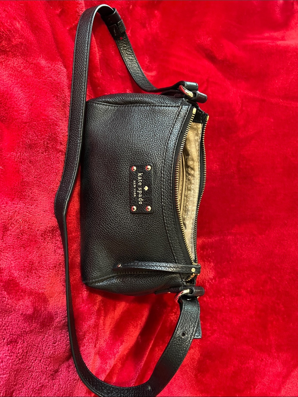 kate spade Black Pebbled Leather Crossbody Bag